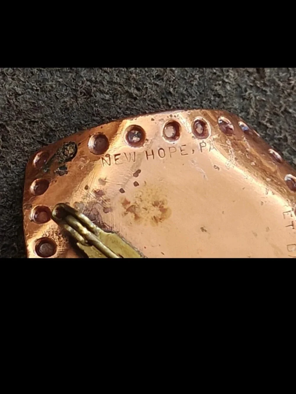 Rare Unique 1950s/60s Signed Gret Barkin Hand Wrought Wrought Copper Brooch